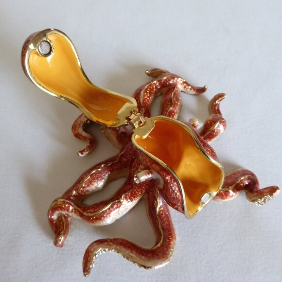 NOBILITY ENAMEL ENAMELED BEJEWELED OCTOPUS TRINKET BOX (NEW IN BOX) - Picture 10 of 11